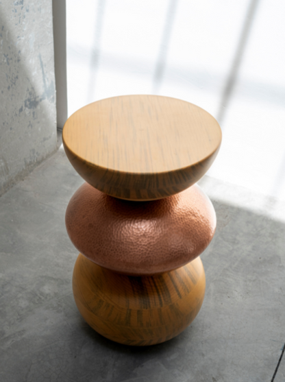 Coffee table inspired by alchemy and the attributes of Venus. The table's design embodies the essence of copper, showcasing a sweet and malleable metal aesthetic. 